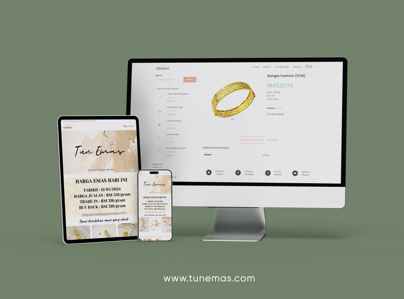 Mockup of smartphone tablet desktop for UI/UX Product Showcase.